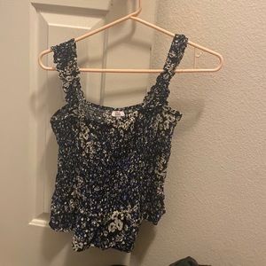 Vici floral smocked peplum crop top large